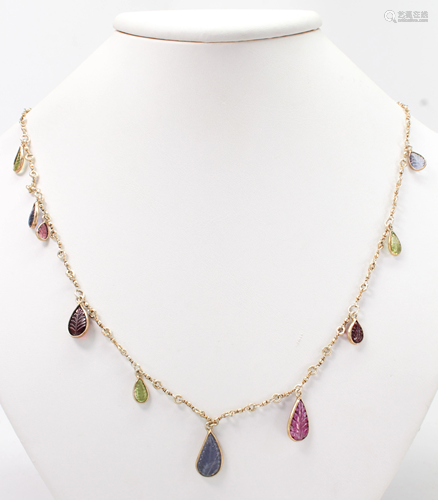 Multi-stone, silver gilt necklace