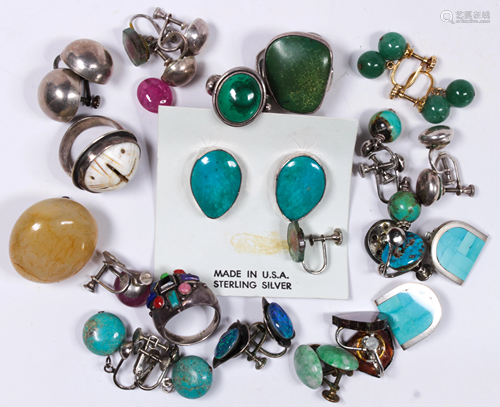 Collection of multi-stone, sterling silver, metal