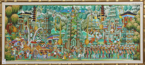 Balinese Painting of Festivities in Bongkasa Village