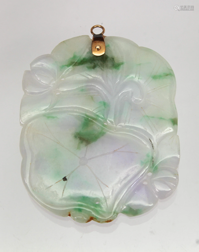 Jadeite, 14k yellow gold pendant