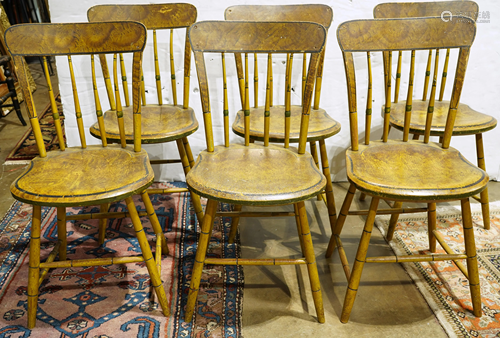 (lot of 6) Faux grain painted Hitchcock chairs