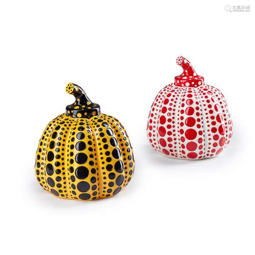 YAYOI KUSAMA (JAPANESE B.1929) PUMPKINS (YELLOW/BLACK AND RED/WHITE)