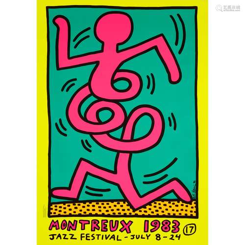 KEITH HARING (AMERICAN 1958-1990) MONTREUX JAZZ POSTER (YELLOW) - 1983