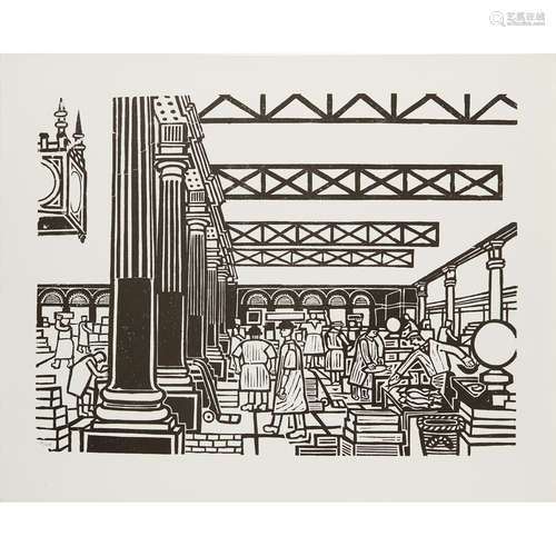 § EDWARD BAWDEN C.B.E., R.A. (BRITISH 1903-1989) BILLINGSGATE (FROM SIX LONDON MARKETS)