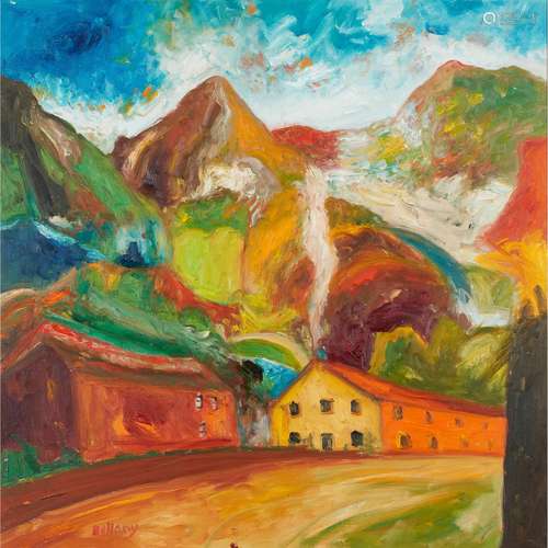 § JOHN BELLANY C.B.E., R.A. (SCOTTISH 1942-2013) HILL-SIDE LANDSCAPE