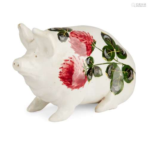 A SMALL WEMYSS WARE MONEYBOX PIG 'CLOVER' PATTERN, EARLY 20TH CENTURY