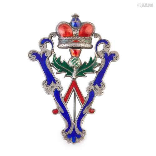 A LATE 19TH CENTURY ENAMEL SCOTTISH BROOCH