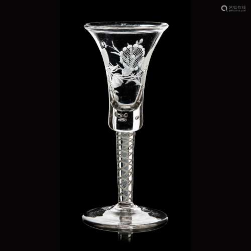 A JACOBITE WINE GLASS 18TH CENTURY