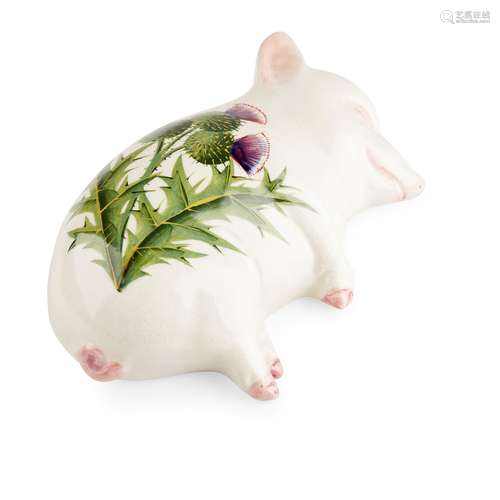 A RARE WEMYSS WARE SLEEPING PIG 'THISTLE PATTERN', EARLY 20TH CENTURY