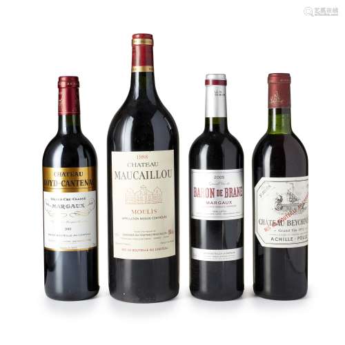 FOUR CASED BOTTLES OF RED WINE