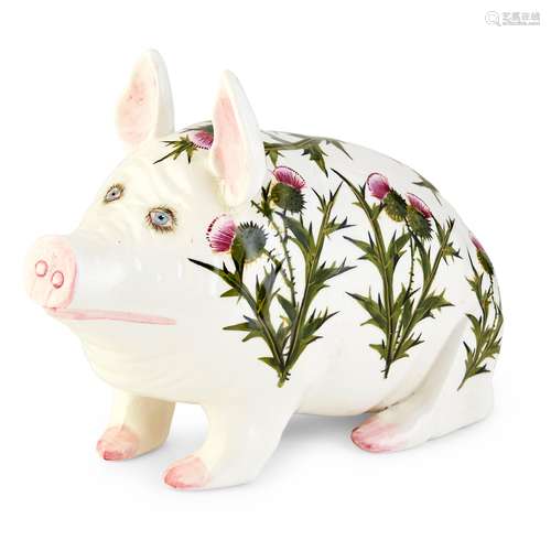 A MEDIUM WEMYSS WARE PIG, FOR PLICHTA, LONDON 'THISTLES' PATTERN, POST 1930