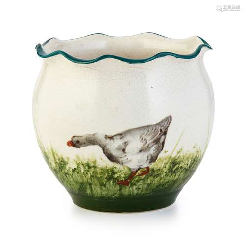 A WEMYSS WARE CHESHAM FLOWER POT 'GEESE' PATTERN, CIRCA 1900