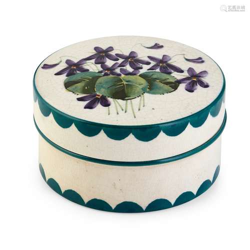 A WEMYSS WARE LOW POMADE AND COVER 'VIOLETS' PATTERN, CIRCA 1900