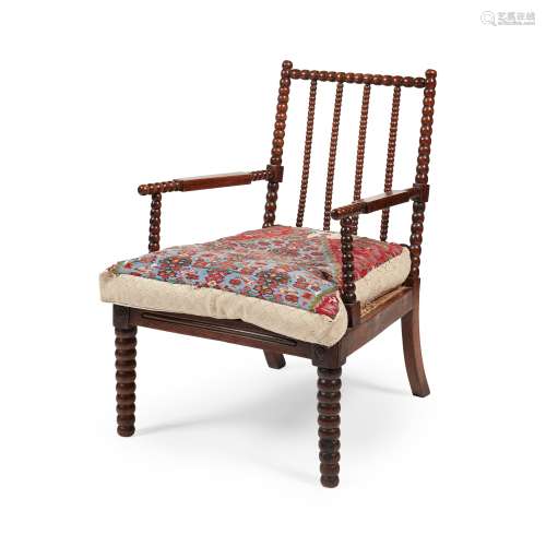 Y A SCOTTISH SIMULATED ROSEWOOD BOBBIN-TURNED ARMCHAIR MID-19TH CENTURY