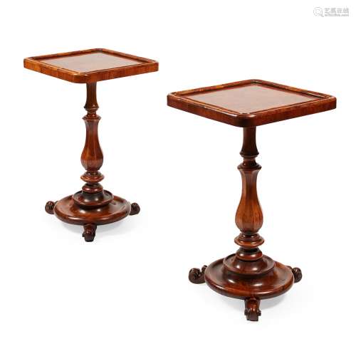 PAIR OF VICTORIAN WALNUT AND BURR WALNUT OCCASIONAL TABLES MID-19TH CENTURY AND LATER