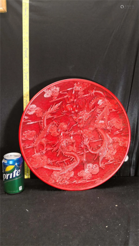 Carved Cinnabar plate