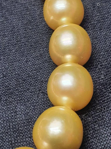 Tahiti Natural Gold Pearl Necklace Size 10 ~ 14mm