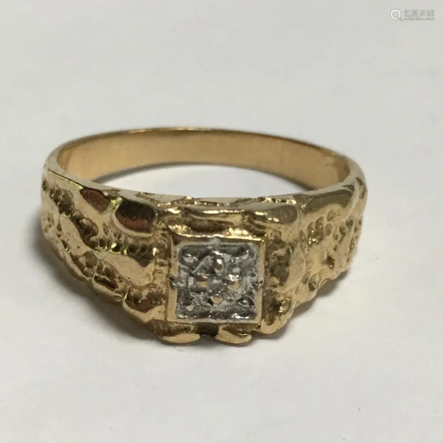 10k Gold And Diamond Ring, Marked 10k. 3.0 Dwt. Si…