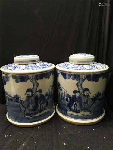 A pair of Kangxi big tea cans in the Qing Dynasty