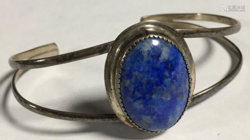 Sterling Silver Bracelet With Blue Stones, Marked 925.