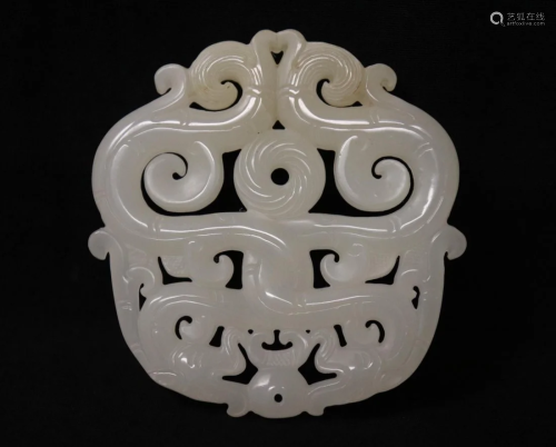 A Fine Hand-carved white jade ornament, 2.75