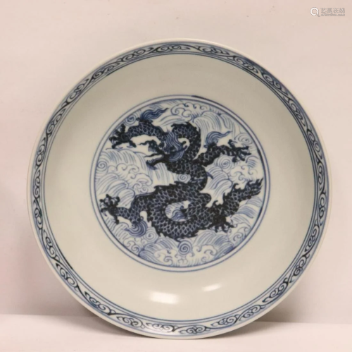 Chinese blue and white porcelain plate with Dr…