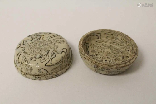 A Twisted Porcelain Ink Box from Ming Dynasty,