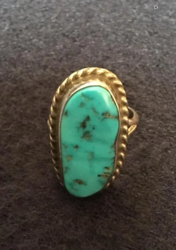 Native American Turquoise Silver Ring, size 6