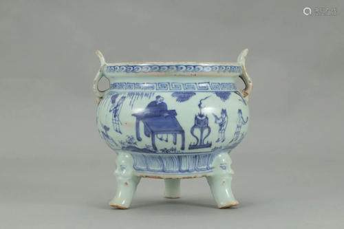 BLUE & WHITE NARRATIVE FIGURE PORCELAI…