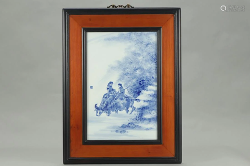 FRAMED BLUE AND WHITE BOY OXHERDING HA…