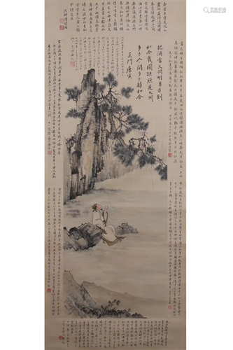 CHINESE PAINTING OF A SCHOLAR IN MOUNTAIN