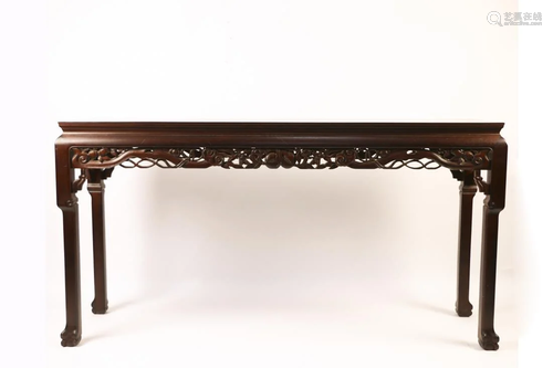 CHINESE ROSEWOOD CARVING OF RECTANGULAR …