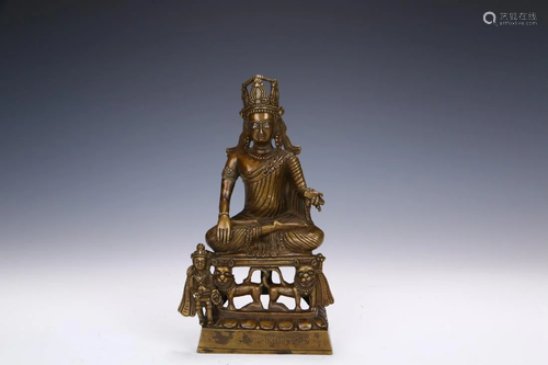 A ALLOY BRONZE FIGURE STATUE OF BUDDHA