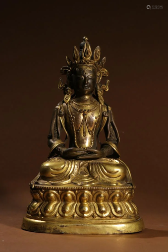 GILT BRONZE BUDDHA FIGURE OF AMITAYUS