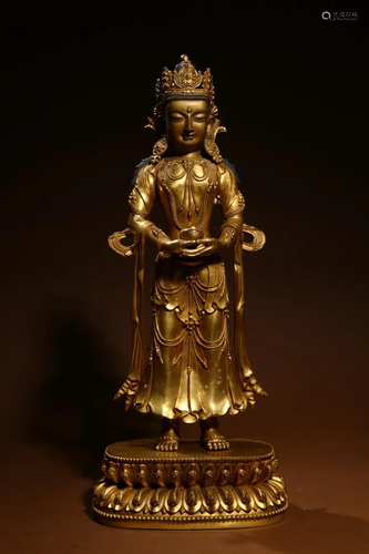 GILT BRONZE FIGURE OF STANDING AVALOKITESVARA