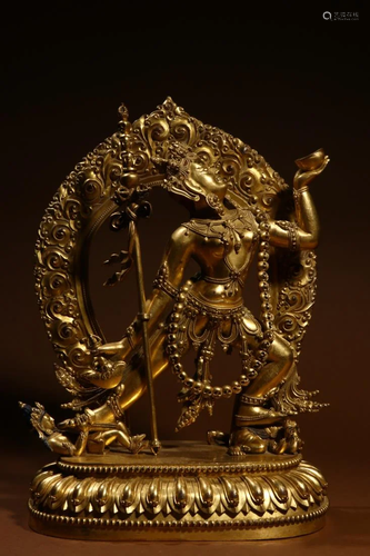 GILT BRONZE BUDDHA FIGURE OF DAKINI