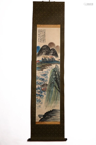 CHINESE PAINTING OF LOTUS POND LANDSCAPE