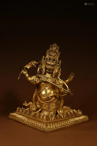 GILT BRONZE BUDDHA FIGURE OF RAHULA