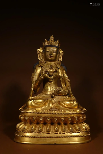 GILT BRONZE BUDDHA FIGURE OF VAJRAPANI