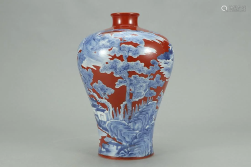 BLUE AND WHITE RED GLAZED LANDSCAPE MEIPIN…