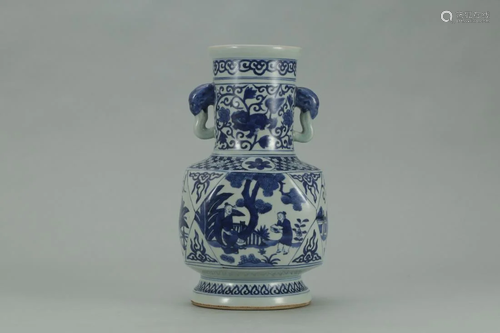 BLUE AND WHITE 'FIGURE AND PINE' PORCELAI…