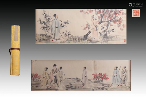 CHINESE HANDSCROLL PAINTING OF SCHOLARS' ME…