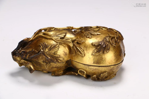 GILT BRONZE DOUBLE GOURD SHAPED TRINKET CASE