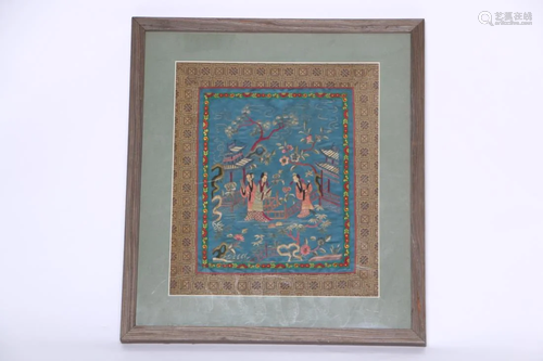 CHINESE FRAMED 'SUXIU' EMBROIDERY HANGI…