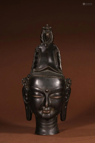 A GILT SILVER BUDDHA HEAD OF AVALOKITESVARA