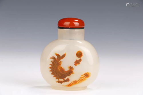 AGATE CARVING 'ROOSTER' SNUFF BOTTLE /…