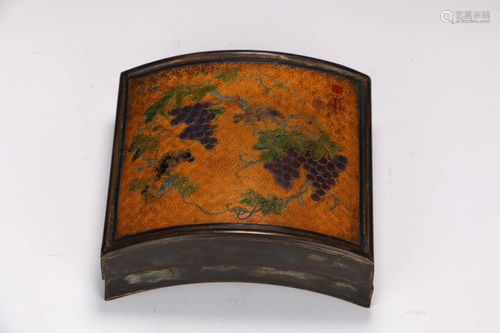 A BAMBOO INLAID BRONZE 'GRAPES' BOX AND …