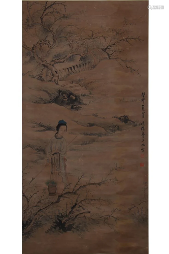 CHINESE FIGURE PAINTING OF A LADY IN LAN…