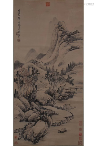 CHINESE LANDSCAPE PAINTING OF RIVER IN MOU…