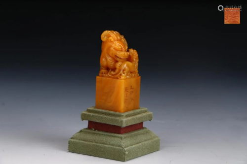 TIANHUANG STONE CARVING SEAL WITH BEAST …